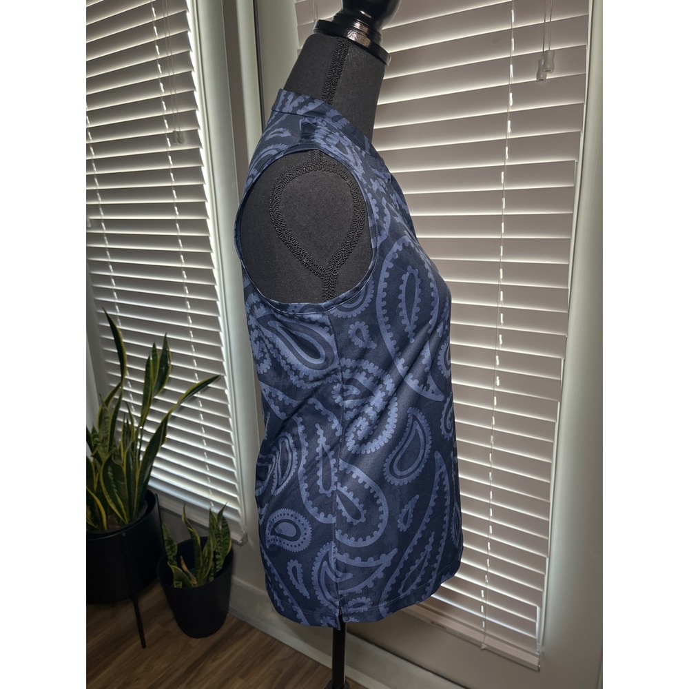 Nike Dri-FIT Blue Paisley Sleeveless Top Small Golf Tennis Activewear - Picture 2 of 9